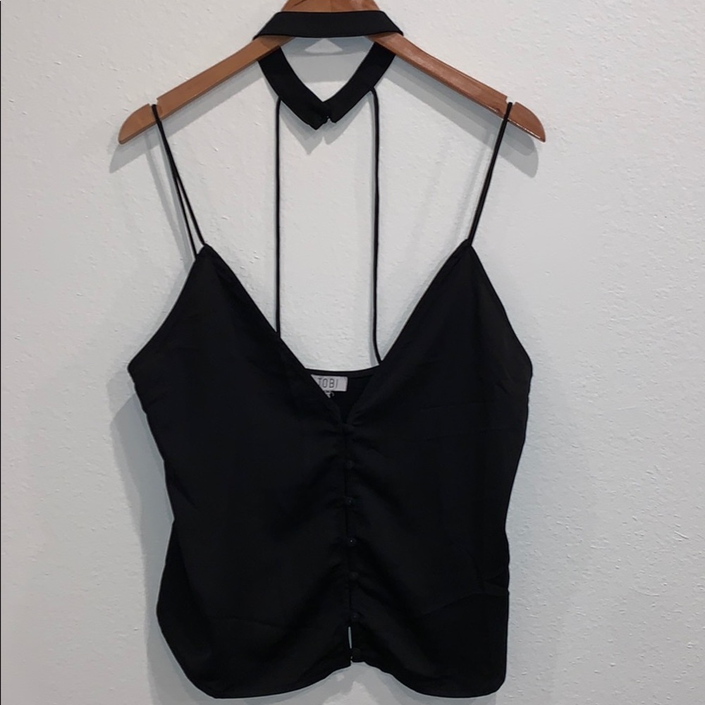 M Tobi women’s/girls black button up choker tank